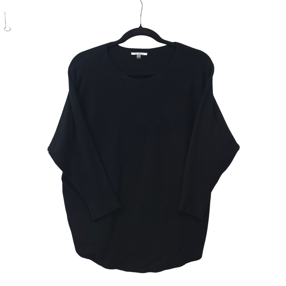 Vila Milano Womens Black Dolman Sleeve Knit Sweater Crew Neck Size S Minimalist